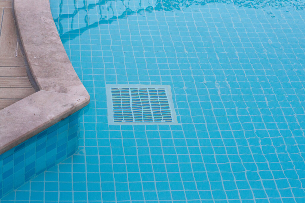 Topside view of a pool drain