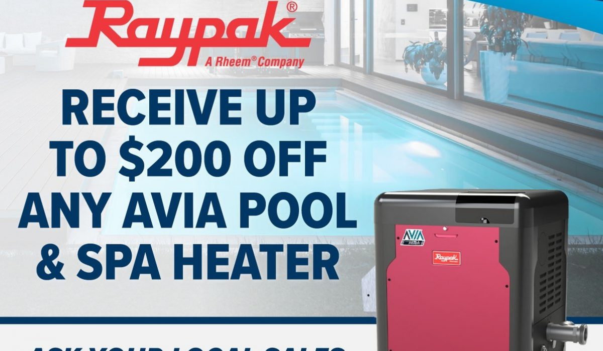 Ray pack at Rheem company received $200 off any Evia pool promotion